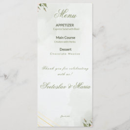 Elegant Rosa Blommig & Guld Geometrisk Bröllopsmen Meny