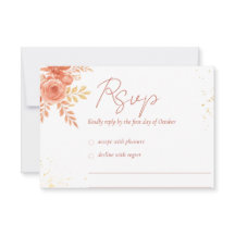 Elegant Rosa Blommig Höstbröllop RSVP med QR-kod