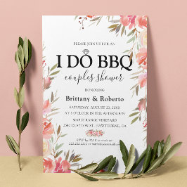Elegant Rosa Blommig Jag Gör BBQ Par Bröllopsdusch Inbjudningar