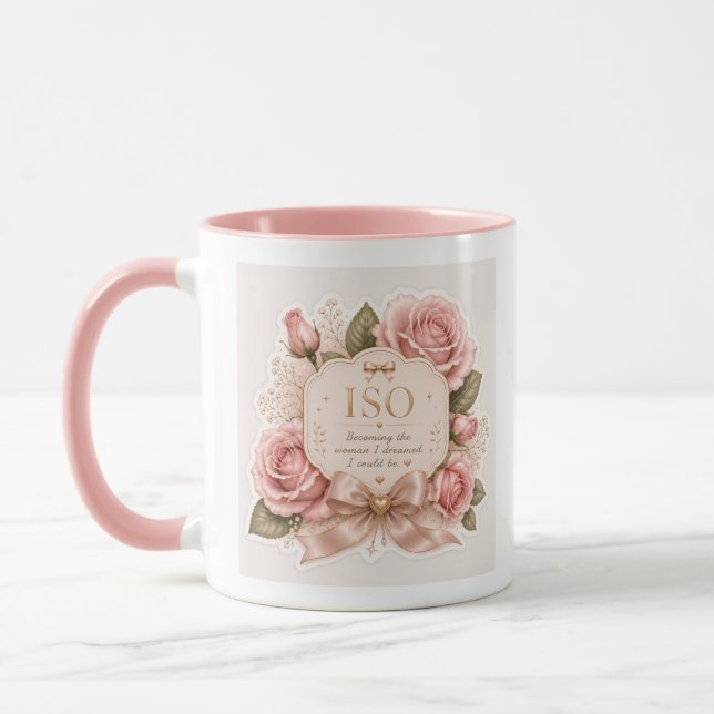 Elegant Rosa Blommig Kaffekopp (Vänster)