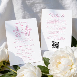 Elegant Rosa Blommig Kam Allt i Ett Bröllop Inbjudningar