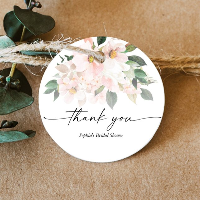 Elegant rosa blommig klänning bröllopspresent gåvor etiketter (Skapare uppladdad)