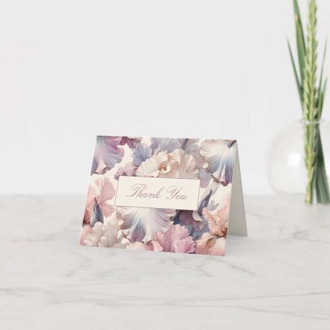 Elegant Rosa Blommig Klassisk Formell Bröllopsdusc Tack Kort (Framsida)