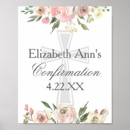 Elegant Rosa Blommig Konfirmationsfest Anpassad Poster
