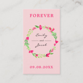 Elegant Rosa Blommig Krans Ljus Rosa Bröllopsregis Tilläggskort