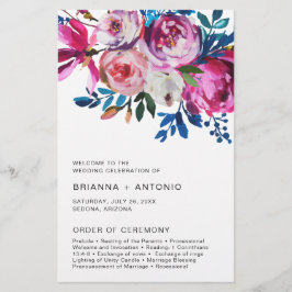 Elegant Rosa Blommig Modern Budget Bröllopsprogram