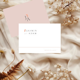 Elegant Rosa Blommig Monogram Bröllop Spara Datumet