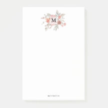 Elegant Rosa Blommig Monogram