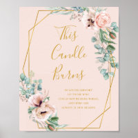 Elegant Rosa Blommig Pastell Ljusstake Brinner sky