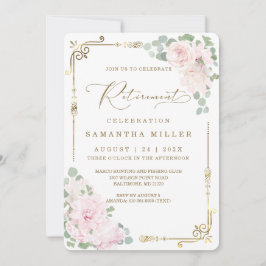 Elegant Rosa Blommig Pensionärsfest Inbjudningar