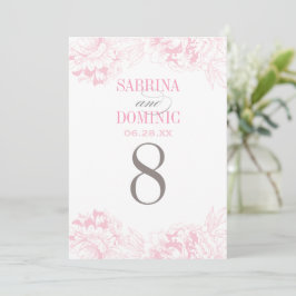 Elegant Rosa Blommig Pion Bordnummerkort Inbjudningar