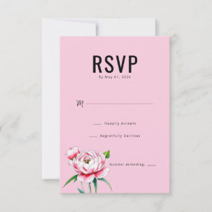 Elegant Rosa Blommig RSVP OSA Kort