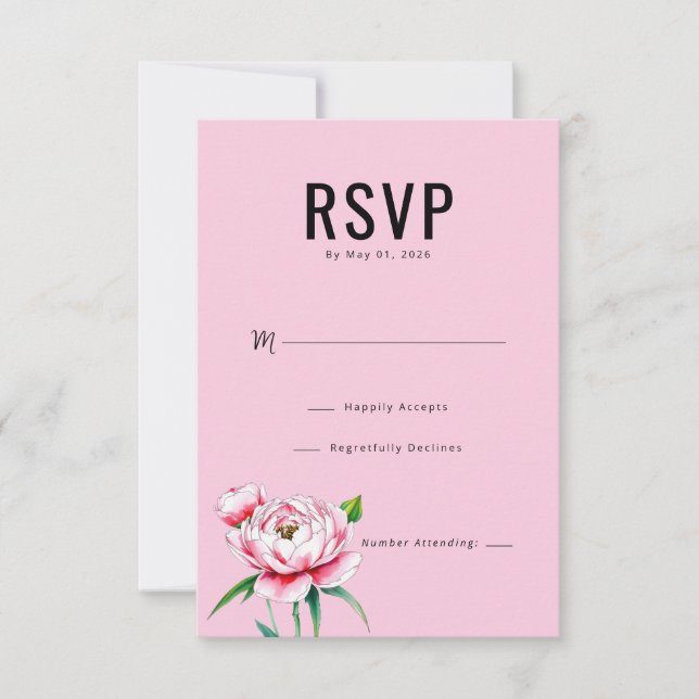 Elegant Rosa Blommig RSVP OSA Kort (Framsida)
