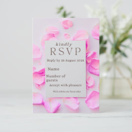 Elegant Rosa Blommig RsvpCard | Rosblad A OSA Kort
