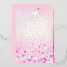 Elegant rosa blommig silverbokstavering inbjudan