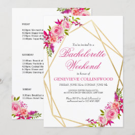 Elegant Rosa Blommig Sjungmö-helg Itinerary Inbjudningar