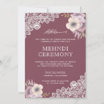 Elegant Rosa Blommig Spets Islamisk Muslim Mehndi