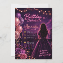 Elegant Rosa Blommig Sweet 16 Födelsedag Inbjudningar