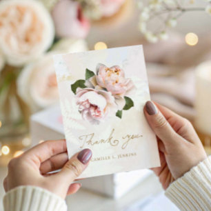 Elegant rosa blommig tackkort tack kort