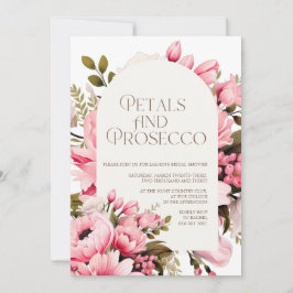 Elegant Rosa Blommiga Kronblad Prosecco Bröllopsdu Inbjudningar