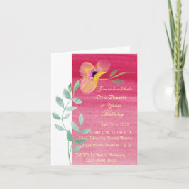 Elegant rosa blommigt 50 Bold inbjudan till födels