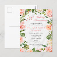 Elegant Rosa Blommigt 70:e Bröllop-årsdagen Party