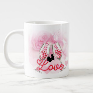 Elegant Rosa Blommigt Alla hjärtans dag Jumbo Mugg