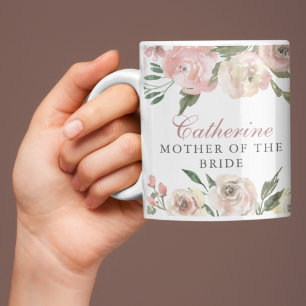 Elegant Rosa Blommigt Anpassningsbar Budens mamma Kaffemugg