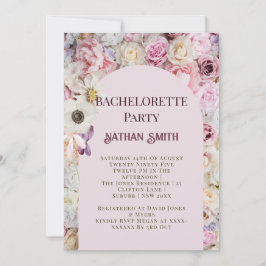 Elegant Rosa Blommigt Arch Summer Bachelorette Par Inbjudningar
