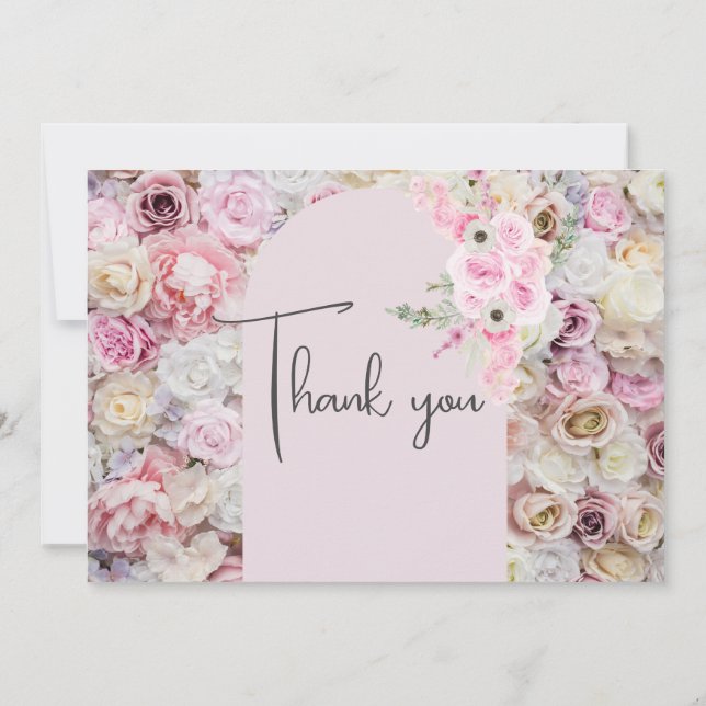 Elegant Rosa Blommigt Arch Summer Tack Inbjudningar (Baksida)