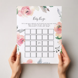 Elegant Rosa Blommigt Baby Bingo Shower Game