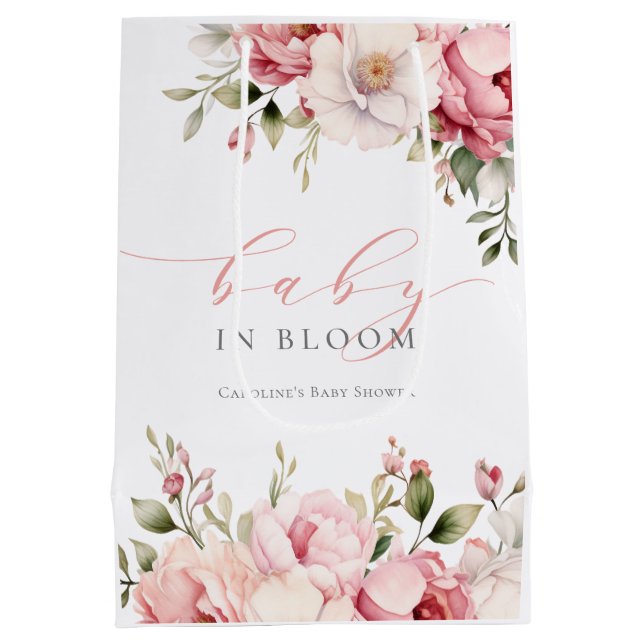 Elegant Rosa Blommigt Baby i Bloom Girl Baby Showe (Baksidan)