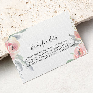 Elegant Rosa Blommigt Baby Shower Bok Request Tilläggskort