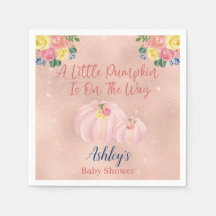 Elegant Rosa Blommigt Baby Shower Napkins