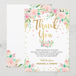 Elegant Rosa Blommigt Baby Shower Tack för ditt ko Inbjudningar