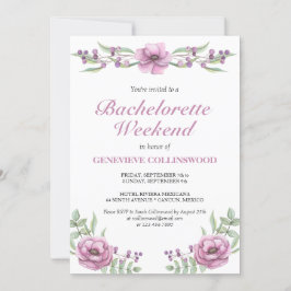 Elegant Rosa Blommigt Bachelorette Helg Itinerary Inbjudningar