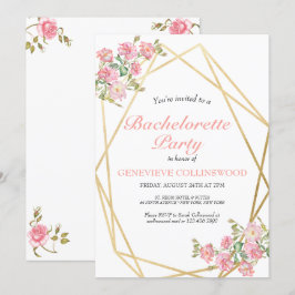 Elegant Rosa Blommigt Bachelorette Party Inbjudningar