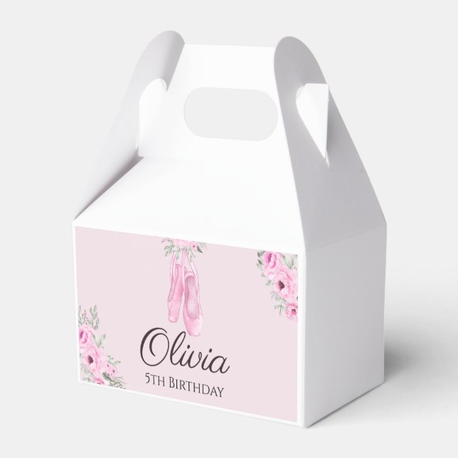 Elegant Rosa Blommigt Ballerina Shoes Girls Birthd Presentaskar (Baksidan Sidan)