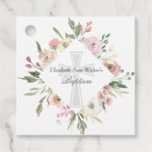 Elegant Rosa Blommigt Baptism Religiösa Anpassning