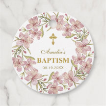 Elegant Rosa Blommigt Baptism Tack