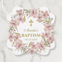 Elegant Rosa Blommigt Baptism Tack