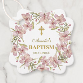 Elegant Rosa Blommigt Baptism Tack Gåvor Etiketter