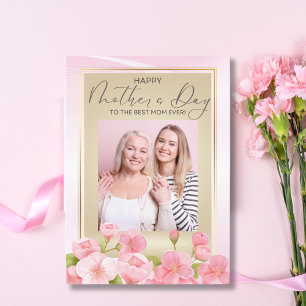 Elegant Rosa Blommigt Bästa Mamma någonsin Mors da Kort