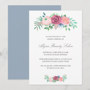 Elegant Rosa Blommigt Beauty Salon Grand Open Inbjudningar