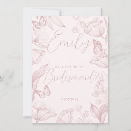 Elegant rosa blommigt blir du min brud inbjudningar
