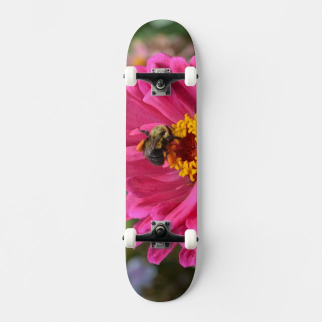 Elegant rosa blommigt blomma honungsbin av daisyn  skateboard bräda 21,5 cm (Framsida)
