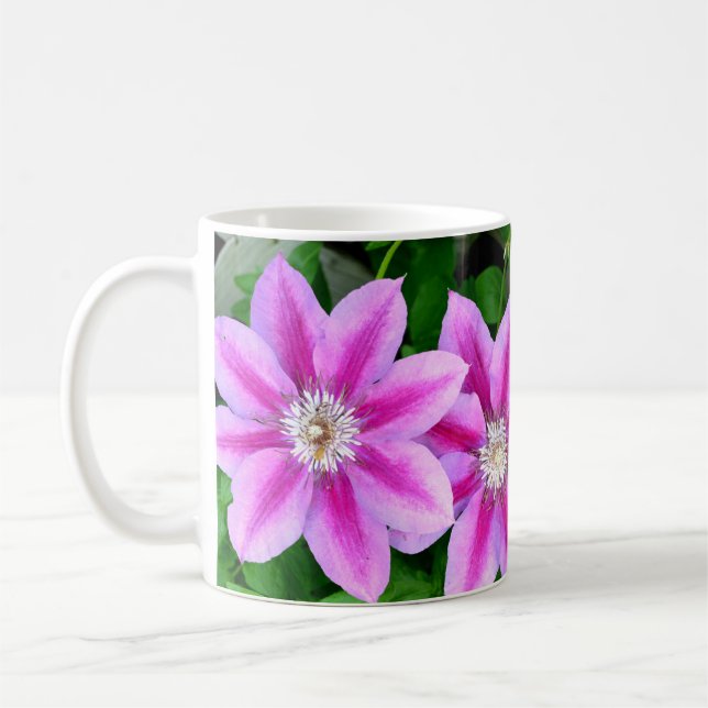 Elegant rosa blommigt boho greenery kaffemugg (Vänster)