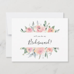Elegant Rosa  Blommigt Bridesmaid Frieri Anteckningskort