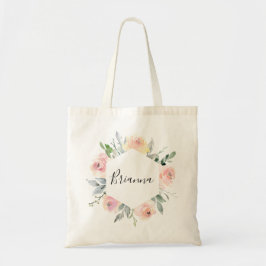 Elegant Rosa Blommigt Bridesmaid Tote Bag Tygkasse