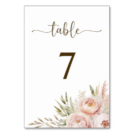 Elegant Rosa Blommigt Bröllop Bordsnummer